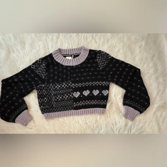 Free People Snow Globe Pullover Sweater in Onyx Combo XL NWT
